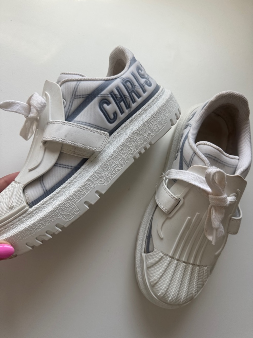 Dior Kids Cream and Blue DIOR-ID Sneakers - Picture 3 of 4
